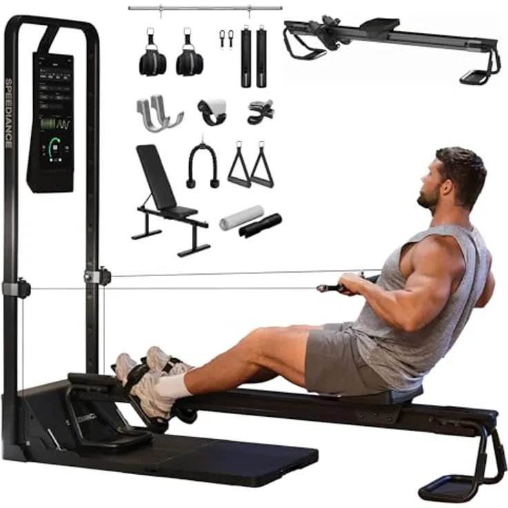 Speediance Gym Monster 2, AI-gestützte Multifunktionale Smith Maschine mit 11 Höhenleveln und integrierter Ruderbank, All-in-One Kraftstation für Ganzkörpertraining