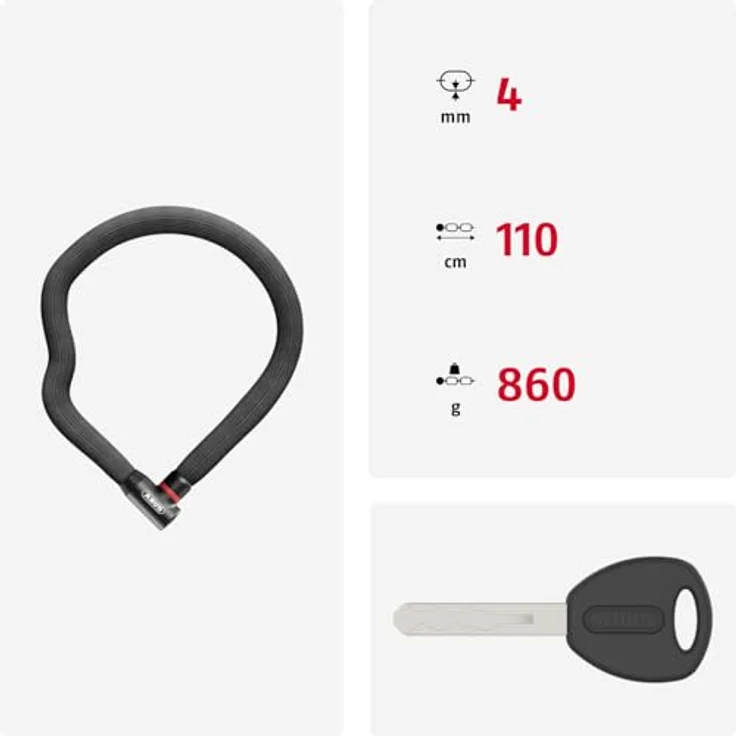 Abus Goose Lock 4204K, Veloschloss mit 4 mm Stahlkette, variabel formbar, in verschiedenen Farben erhältlich – Bild 3