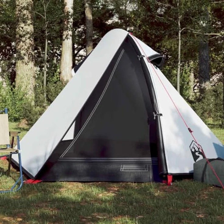 vidaXL Kuppelzelt für 2 Personen, Wasserdichtes Campingzelt mit Abnehmbarem Überzelt und Verdunkelungsstoff, Weiß Dunkel – Bild 2