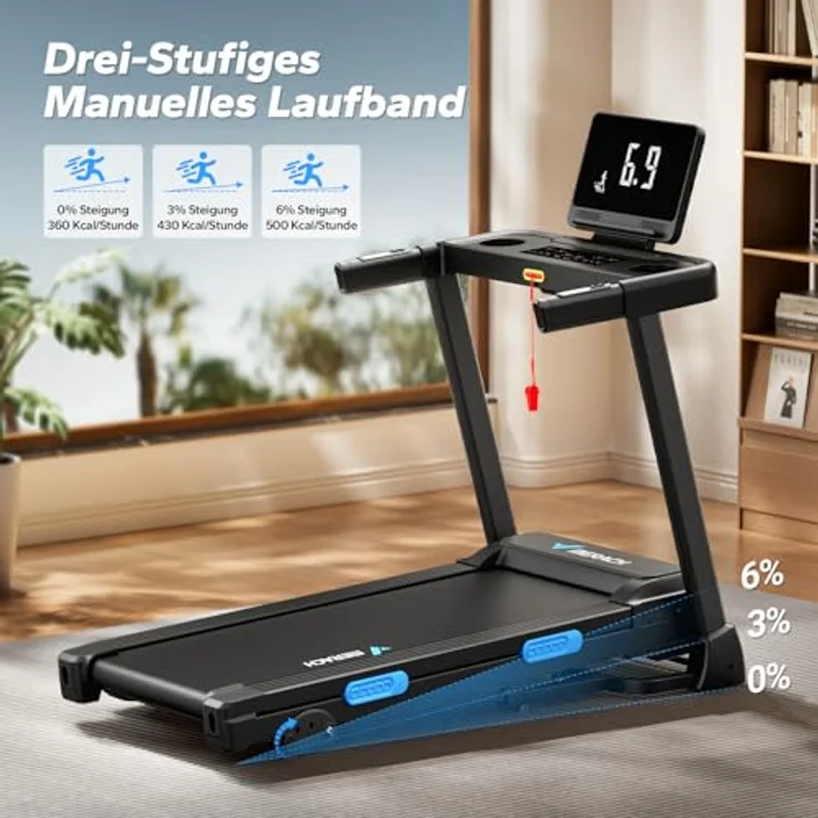 MERACH Klappbares Laufband für Zuhause, Laufband mit 6% Steigung, 2,5PS, Geschwindigkeitsbereich 0,8-12 km/h, LED-Display, Tablet-Halter, inkl. MERACH-APP – Bild 2