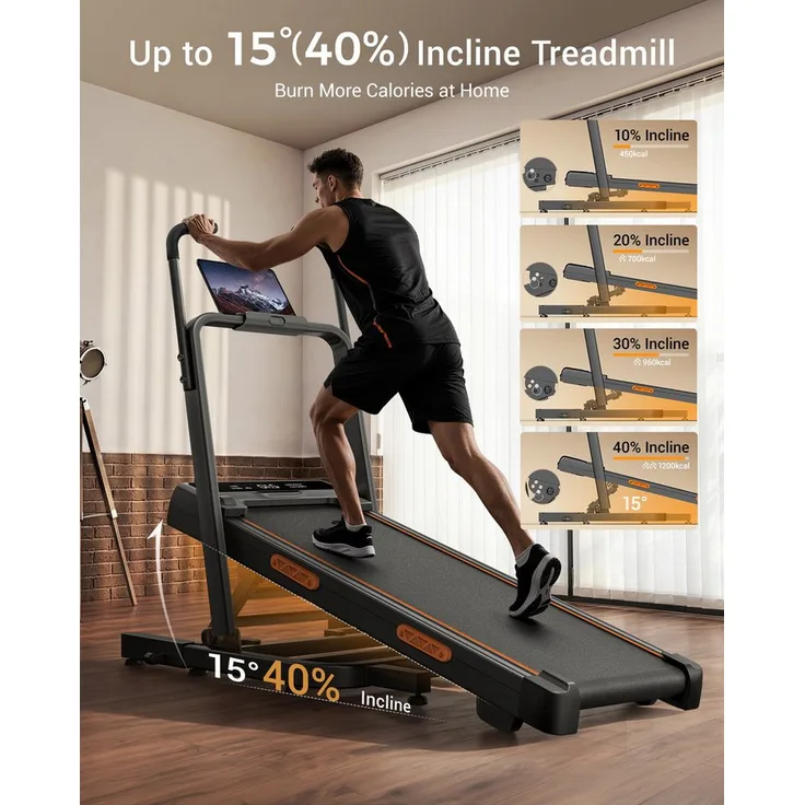 ROBORE Laufband X5FD, 0–40 % Steigung, 1–12 km/h, 159 kg Belastbarkeit, klappbares Design