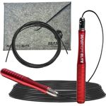 Beast Gear Elite-Springseil, Fitness-Speed-Rope für Erwachsene mit geriffelten Alu-Griffen, 3 Meter anpassbar, inkl. Seilschoner und Tragetasche für Indoor/Outdoor, ideal für Cardio, Boxen und MMA