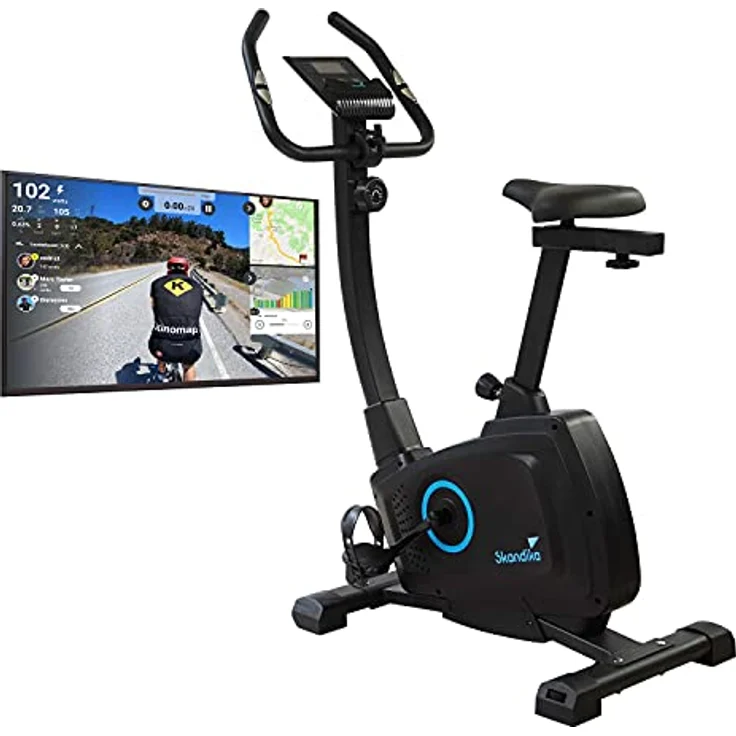Skandika Heimtrainer Fahrrad Bragi | Hometrainer für Zuhause, 7 kg Schwungmasse, Magnetbremssystem, Kinomap für virtuelles Training, Höheneinstellung, Indoor-Fahrrad, Transportrollen, Tablethalterung – Bild 1