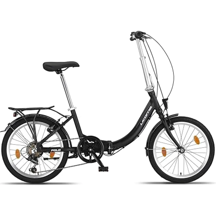 Licorne Bike Fold Premium Klapprad Aluminium 6 Gang Shimano Kettenschaltung Quick-Fold-System Klappfahrrad (V-Bremse, Schwarz/Anthrazit) - Preisvergleich – Bild 3