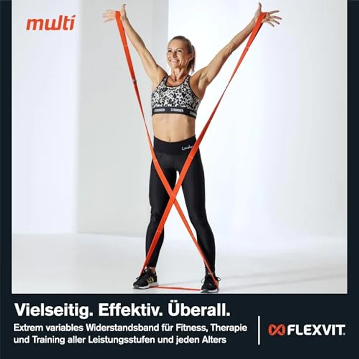 FLEXVIT Multi 10er Set Health (Orange), Leichte Widerstandsbänder mit eingenähten Schlaufen für Mobilitäts- und Aktivierungsübungen, hautfreundliches Material, waschbar bis 60°C – Bild 5