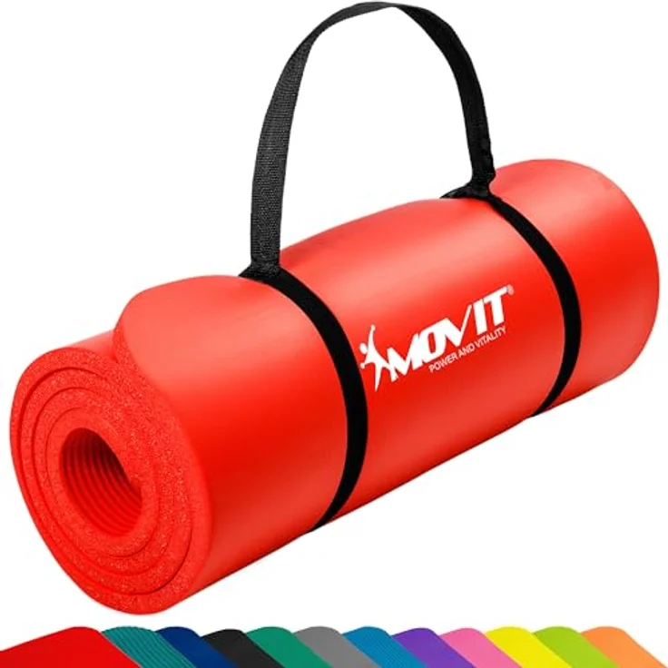 MOVIT Gymnastikmatte, hautfreundlich und phthalatfrei, 183cm x 60cm x 1,0cm in rot – Bild 1