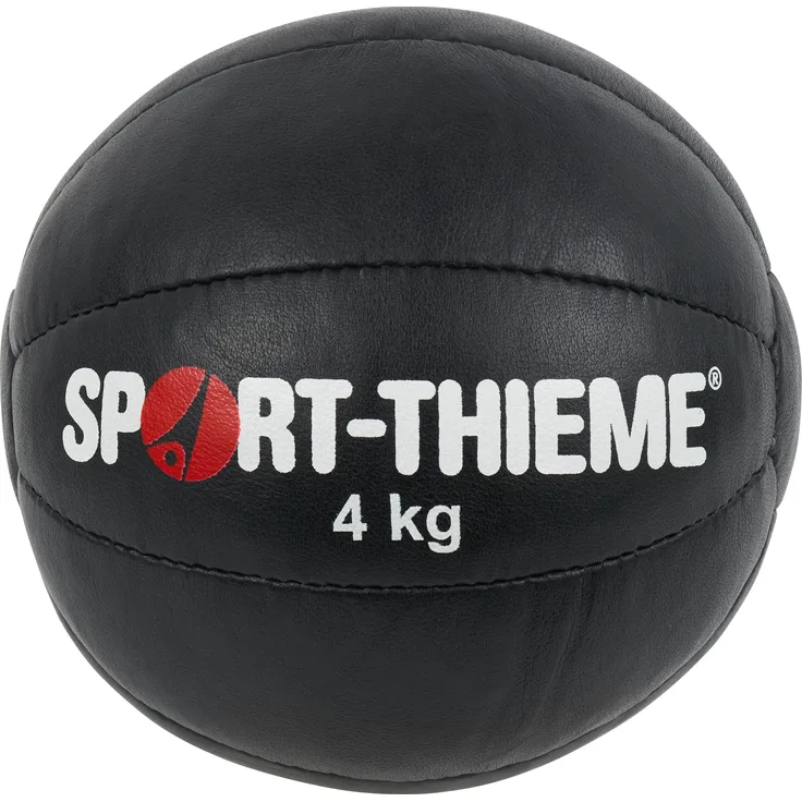 Sport-Thieme Medizinball, 4 kg, 250 mm Durchmesser, aus echtem Leder, schwarz