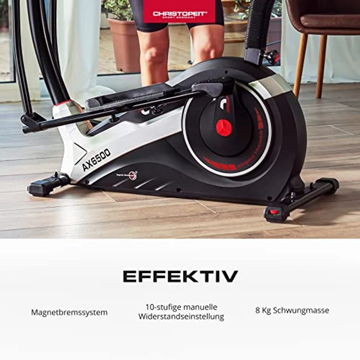 Christopeit Sport Hybridtrainer AX 6500 Schwarz 2in1 – 10-stufiger Widerstand, mit Magnet-Bremssystem, bis 150kg Gewicht – Bild 4