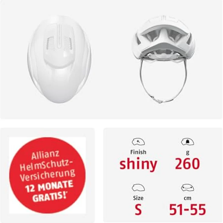 ABUS Rennradhelm GameChanger 2.0, High Performance Aerohelm mit optimierter Aerodynamik und Belüftung, Pure White, Größe S (51-55 cm) – Bild 5