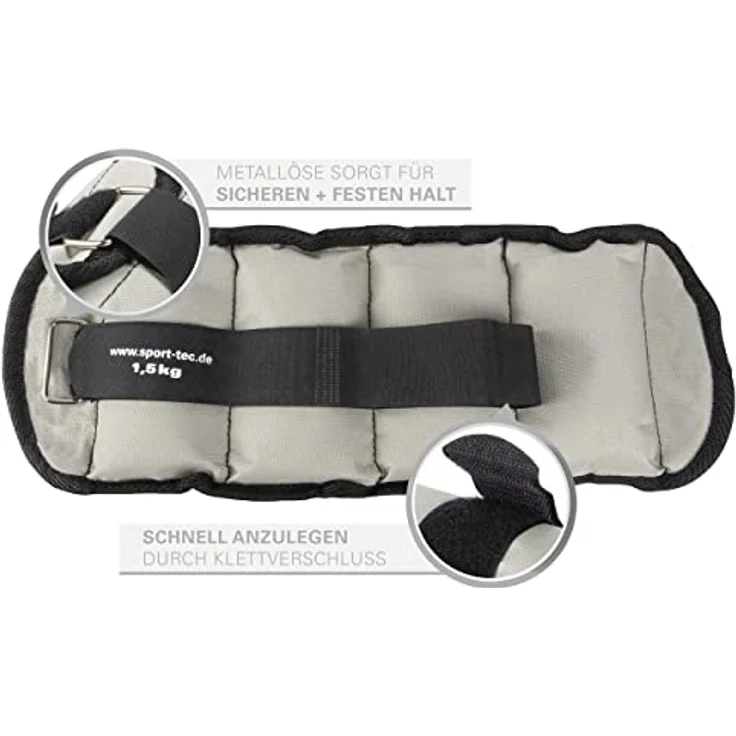 Sport-Tec Gewichtsmanschetten, Laufgewichte 1,5 kg, Paar mit Klettverschluss, strapazierfähiges Nylon – Bild 3