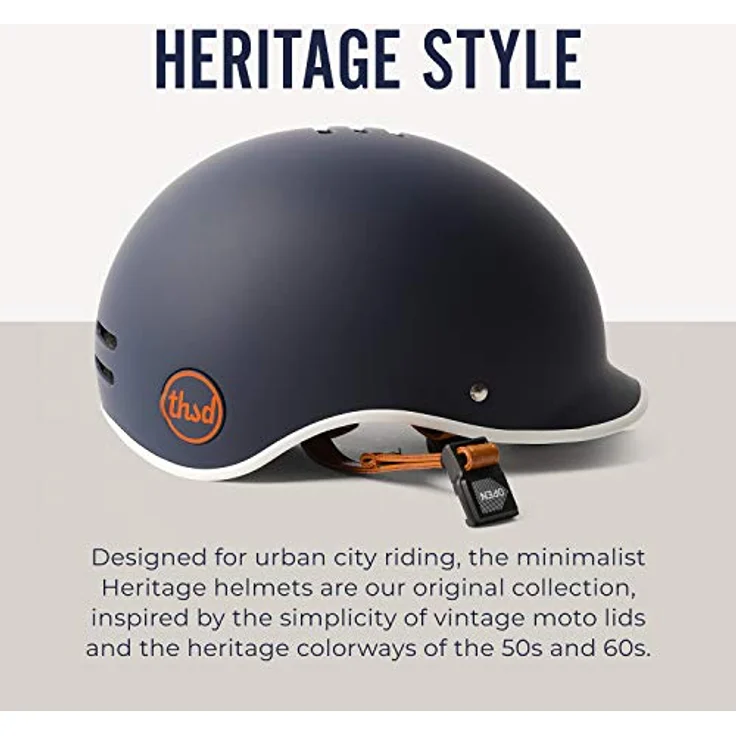 Thousand Fahrradhelm | Heritage - Navy - Medium, Retro-Design, Diebstahlsicherung, Veganer Riemen, Magnetverschluss – Bild 8