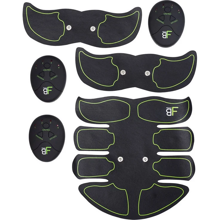 HMS EMS-Bauchmuskeltrainer Bauchtrainer EMS Trainingsgerät Reizstrom Fitnessgerät, 3 Pads mit je einem Regler, Elektrostimulation, 6 Modi, 10 Intensitätsstufen, PU, blau