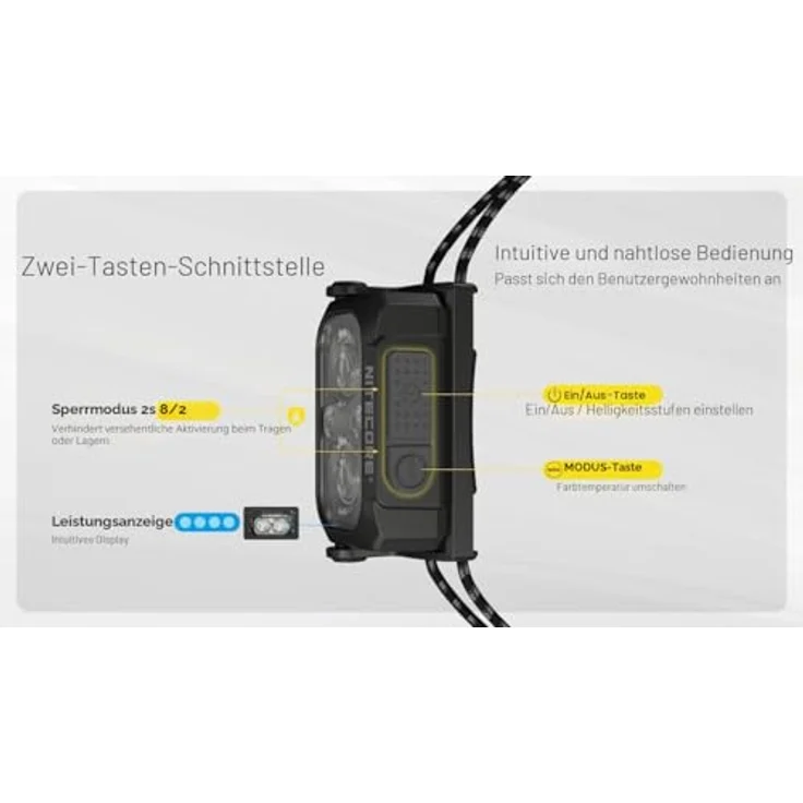 Nitecore NU25 MCT UL, ultraleichte USB-C Stirnlampe mit 400 Lumen, 132 m Reichweite, Nachtsicht und Rotlicht, schwarz – Bild 4