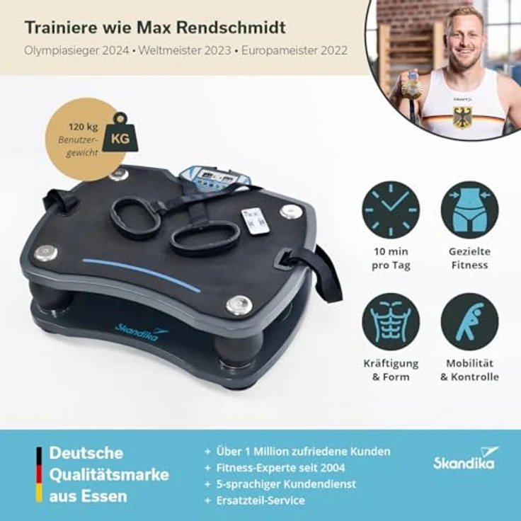Skandika Vibrationsplatte 500, 3D Vibration mit rutschsicherer Fläche, 4 Programme + 20 Stufen, Inkl. Trainingsbänder, Fernbedienung & Poster für Fitness von Zuhause – Bild 5