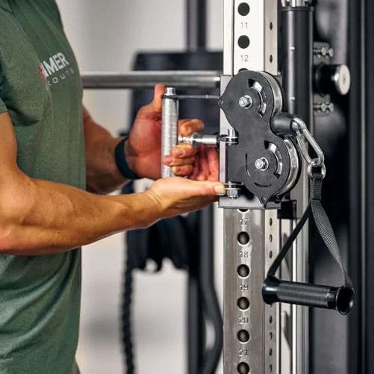 HAMMER Kraftstation Autark FT3, Multipresse für zu Hause mit Doppel-Seilzugsystem, 2 x 80 kg Gewichtsblöcke und umfangreichem Zubehör-Set für effektives Ganzkörpertraining – Bild 4