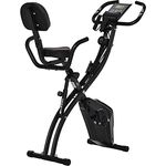 HOMCOM Heimtrainer X-Bike 2-in-1 Fahrradtrainer LCD-Display klappbarer Hometrainer Trimmrad mit 8 stufig einstellbarem Magnetwiderstand und 1 Paar Spannseil Stahl Schwarz 97x51x115 cm