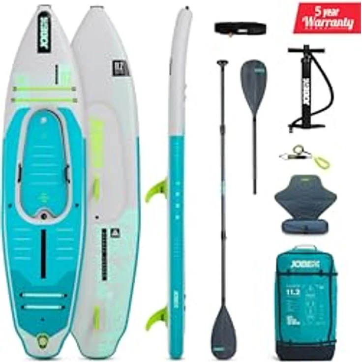 JOBE Aero Tana Hybrid SUP 11.2, Premium SUP & Kajak Board Paket, 340 x 86 cm, leicht, stabil, 20% Carbonpaddel im Lieferumfang – Bild 1