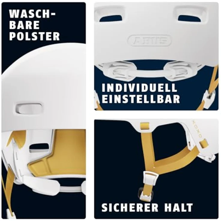 ABUS Fahrradhelm XOXO, Cityhelm im Skater-Look für Skateboard, Fahrrad und Scooter, optimiertes Kinnpolster, Größe S, Weiß – Bild 3
