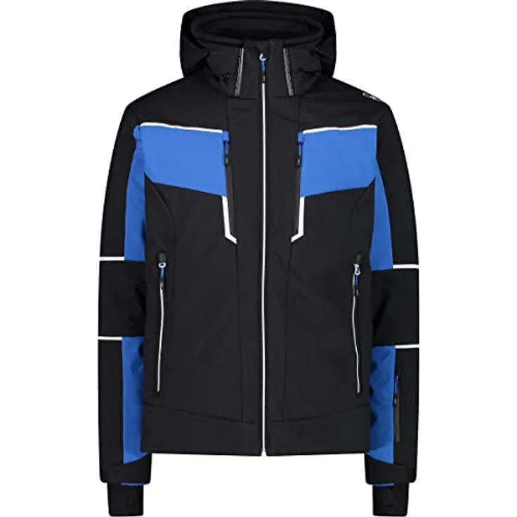 CMP Man Jacket Zip Hood U901, Softshell-Skijacke mit Clima Protect-Membran, wasserabweisend, abnehmbare Kapuze, schwarz, Größe 54