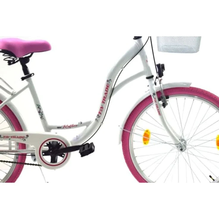 T&Y Trade 24 Zoll Kinder Mädchen City Fahrrad Nexus Nabenschaltung STVO Beleuchtung Weiß mit Pink 3 Gang – Bild 5