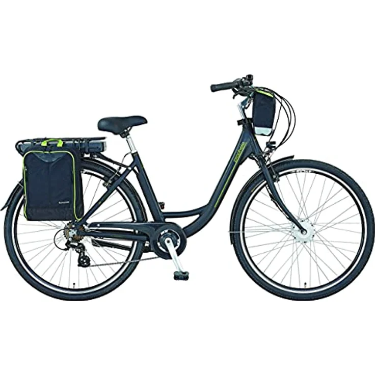 Prophete Geniesser eC100 City E-Bike 28" | Elektrofahrrad mit Packtaschen | Damen/Herren | Shimano Nexus 7-Gang Nabenschaltung | schwarz Neongelb – Bild 1