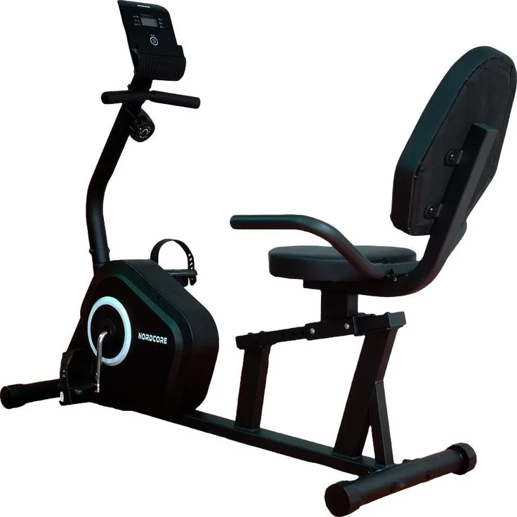 Nordcore Liegerad Heimtrainer Serie 500, Ergometer mit 8 Stufen Magnetwiderstand, 5 kg Schwungrad, LED-Anzeige, 140x64x119 cm
