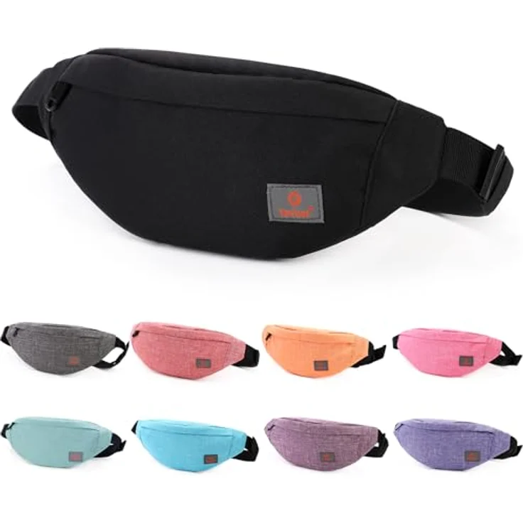 TINYAT Bauchtasche Gürteltasche, wasserfest und super leicht, 31x12x12 cm, Schwarz, für Wandern und Sportarten – Bild 1