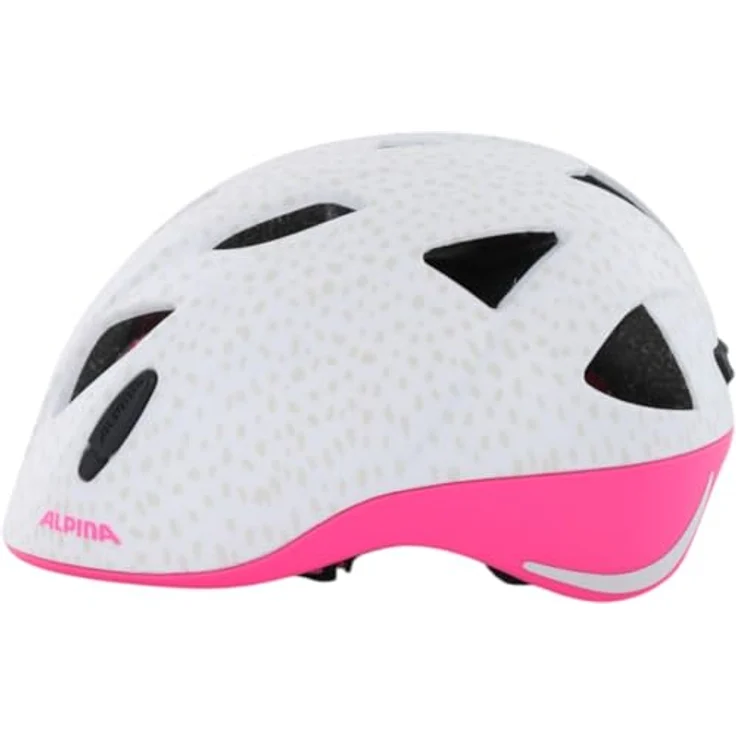 ALPINA Ximo L.E. Kinderfahrradhelm, matt mit weißen und pinken Punkten, 49-54 cm, leicht und sicher mit optimaler Anpassung – Bild 2