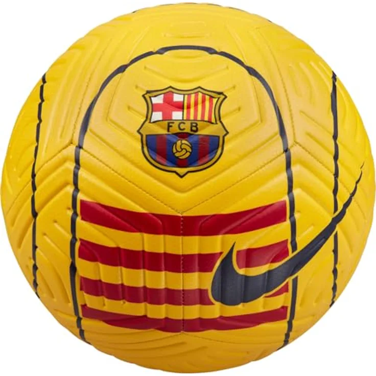 Nike Fußball FC Barcelona Strike, Größe 5, Synthetik, sportlich, Amarillo/University Red/Binary Blue, für Indoor und Outdoor