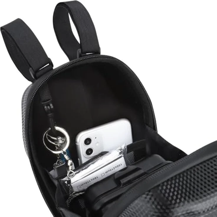 Wozinsky Waterproof Scooter Handlebar Bag 3L, Schwarze Fahrradtasche aus starkem EVA-Material mit vier Velcro-Befestigungen – Bild 6