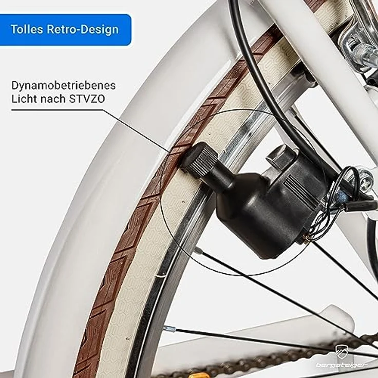 Bergsteiger Marseille 26 Zoll Damenfahrrad, Korb aus Rattan, Retro-Design, 6 Gang Schaltung, Damen-Citybike in Schwarz – Bild 4