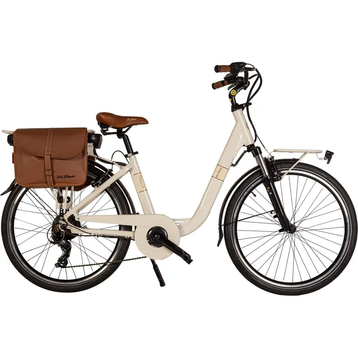 VENICE I love Italy Elektro-Citybike MONOTUBO CLASSIC, 28 Zoll, beige, Bafang Motor, 80 km Reichweite, 6-Gang Kettenschaltung