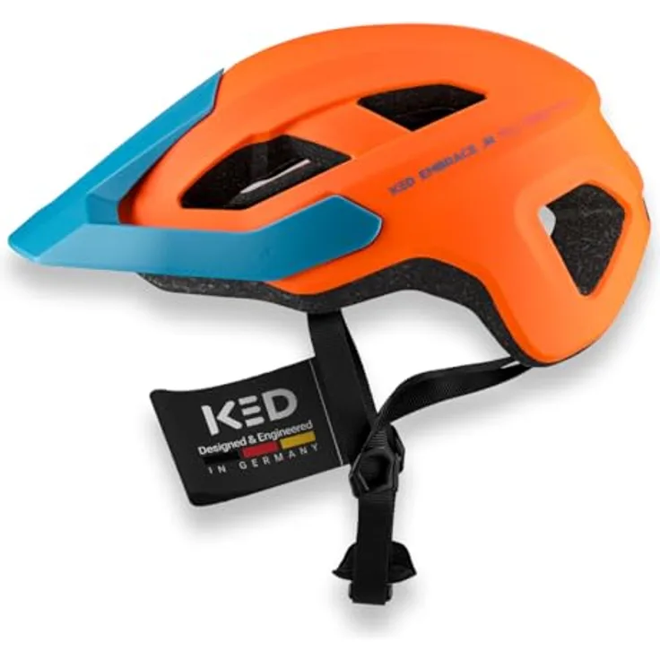KED Embrace Jr Fahrradhelm – Jugendhelm mit In-Mold Konstruktion und integriertem Visier, Petrol Orange Matt, Größe 52-56 (SM)