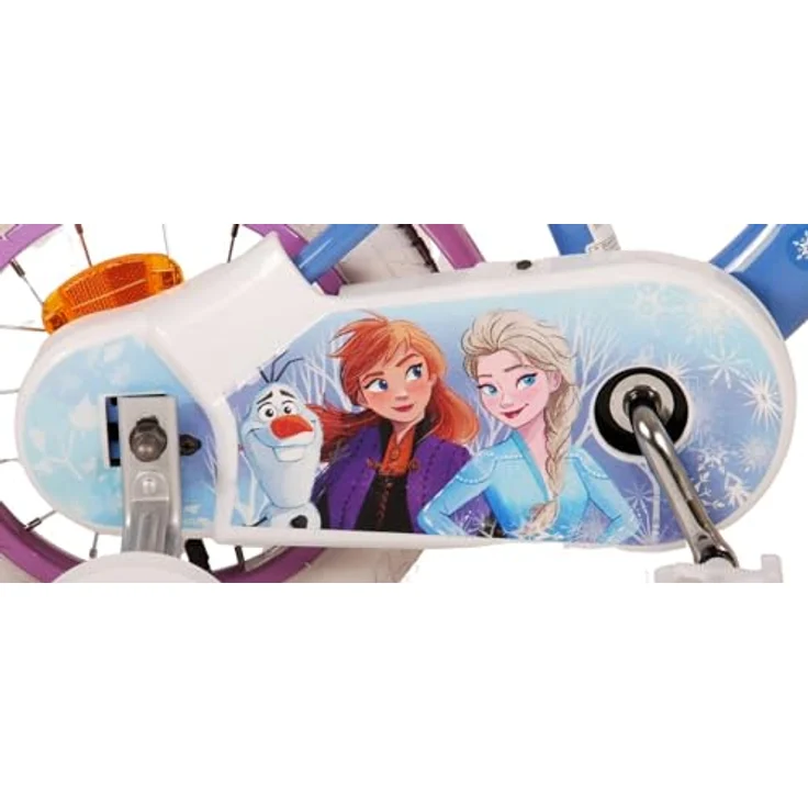 Volare Kinderfahrrad 12 Zoll Kinder Mädchen Fahrrad Rad Frozen 2 Eiskönigin Elsa 21277-SACB, Rücktrittbremse, Korb, Stützräder, Kettenschutz, Schutzbleche, Blau – Bild 6