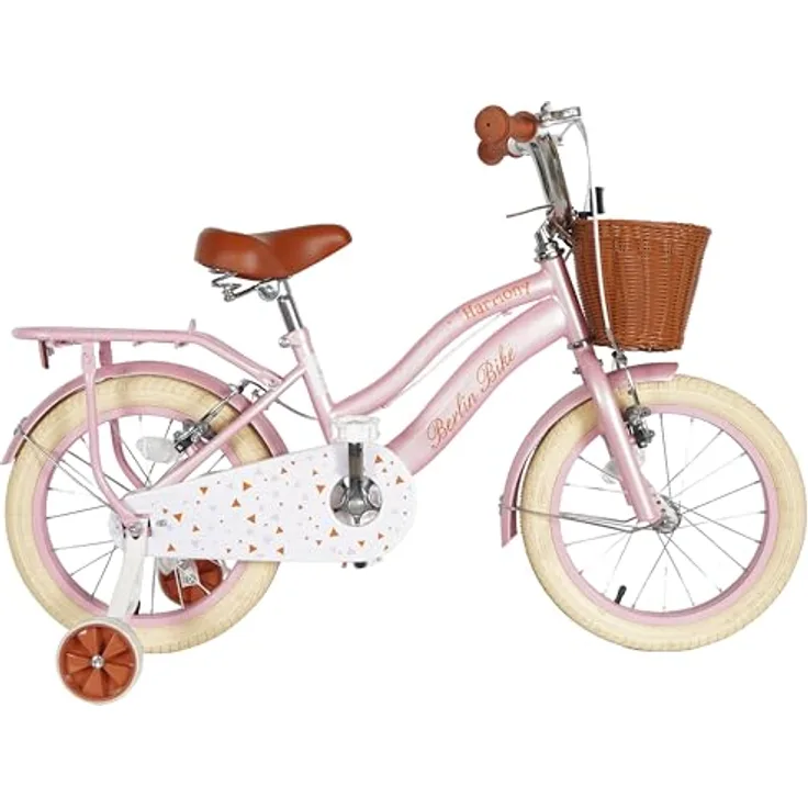 BERLIN BIKE Kinderfahrrad Harmony 16 Zoll, mit Stützrädern, 1 Gang, inkl. praktischem Frontkorb für Jungen und Mädchen, fördert Balance und Motorik