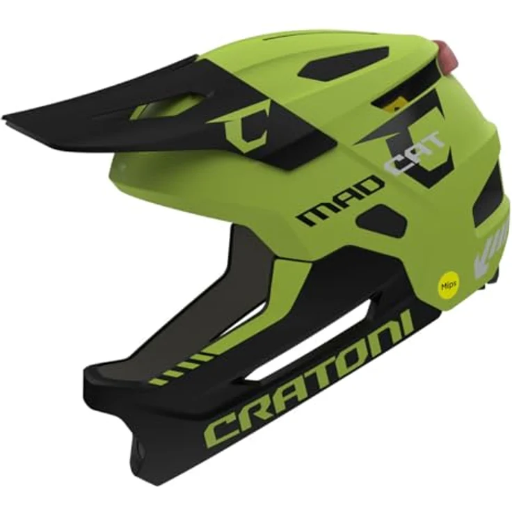 Cratoni Madcat Mips, MTB-Kinder-/Jugendhelm mit werkzeuglos abnehmbarem Kinnbügel, limette – Bild 1