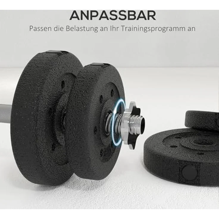HOMCOM Hantel-Set 25KG, Kurzhantel Set aus Stahl und Kunstleder, Schwarz, für Zuhause und Krafttraining – Bild 3
