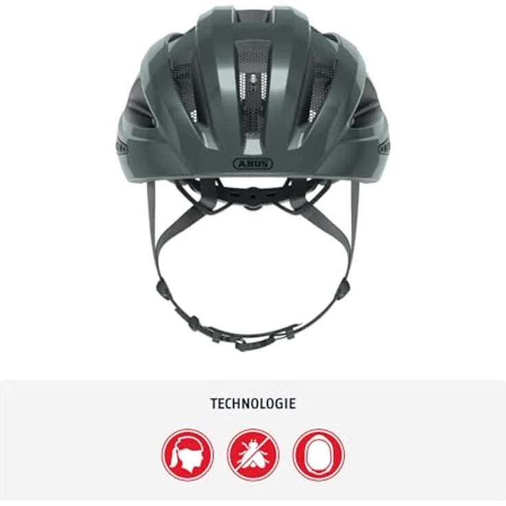 ABUS Macator Rennradhelm, sportlicher Fahrradhelm für Einsteiger, ponytail-kompatibel, grau glänzend, Größe L – Bild 2