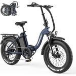 Touroll S2 E-Bike Klapprad, 20'' Fat Tire, 48V 720Wh Akku, bis 150 km Reichweite, 250W Motor, 7-Gang-Schaltung, für Herren und Damen, All-Terrain, klappbar