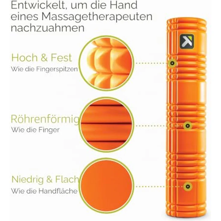 Trigger Point GRID 2.0 Foamroller, selbstmassage mit 3D-Oberfläche und hohlem Design, orange – Bild 2
