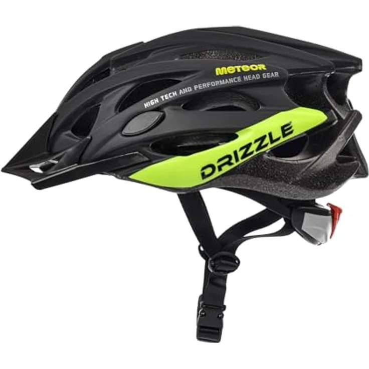 Meteor Drizzle Fahrradhelm, MTB Rollerhelm für Herren, Damen und Kinder, L 58-61 cm, schwarz/neongrün – Bild 2