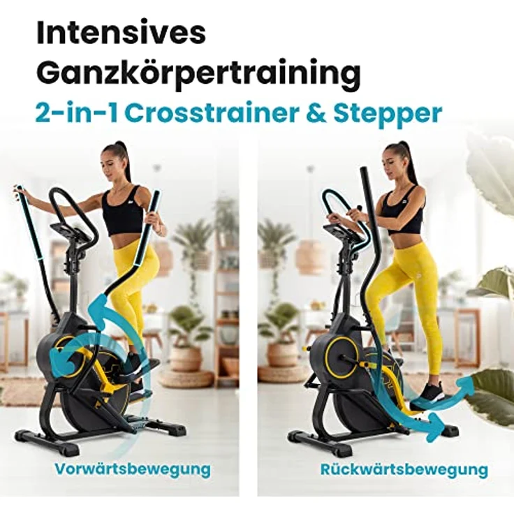 HS HOP-SPORT Hop-Sport Cross Stepper für zuhause HS-450B Dynamic - 2-in-1 Crosstrainer und Stepper mit Trainingscomputer - innovatives Trainingsgerät verbindet das Stepper- und Crosstrainer- Training – Bild 4