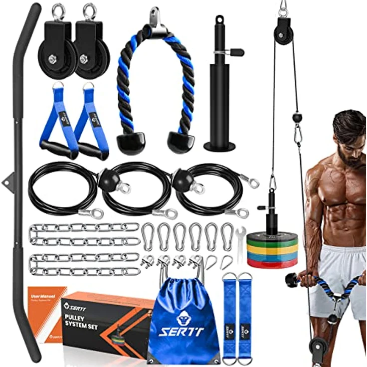 SERTT Seilzug Fitness Premium System Gym, Verbesserte Gewicht kabelzug Trainings geräte für Gym LAT Pull Down, Bizeps Curl, Trizeps, Armtraining, Kabel Maschine System Zusatzgeräte – Bild 1