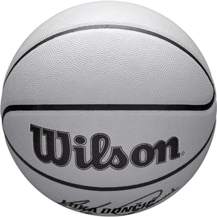 Wilson NBA Player Icon UV Basketball, Dončić Design, Mit UV-Schutz, Pure Feel Textur und True Grip Beschichtung, Farbe: Grau, Größe: 7 – Bild 5