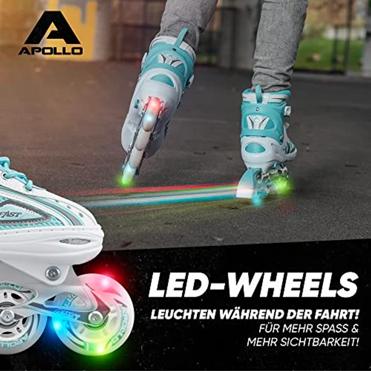 Apollo Inlineskates Super Blades LED, Kinder Inliner verstellbare Größe, leuchtende LED Wheels, blau – Bild 3