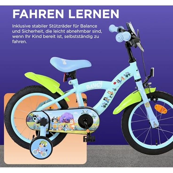 Volare Bluey Kinderfahrrad 12 Zoll, 1 Gang, ohne Schaltung, mit Rücktrittbremse und höhenverstellbarem Lenker, hellblau – Bild 4