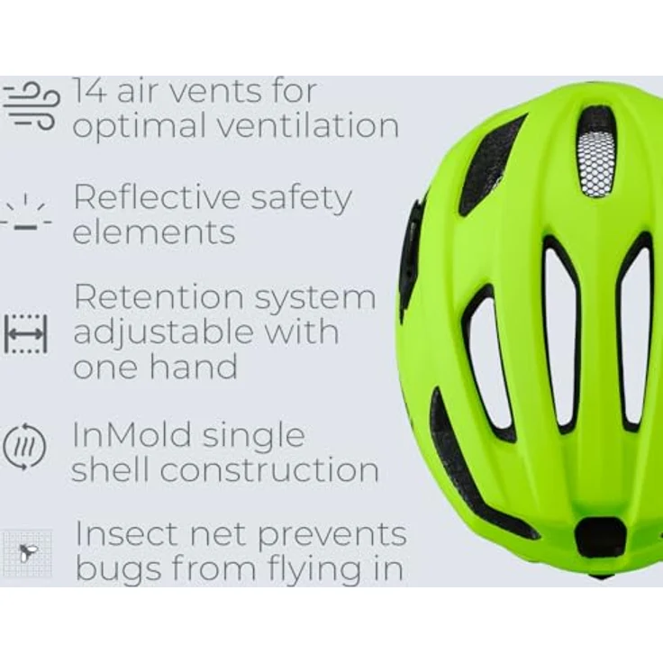 BBB Kite 2.0, Velohelm für Rennrad und MTB, 55-58 cm, In-Mold mit abnehmbarem Visier und Fliegennetz – Bild 3