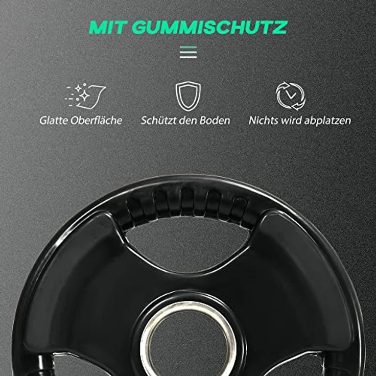 SPORTNOW Hantelscheiben 2er-Set, 10 kg pro Scheibe, Metall mit Gummimantel, Schwarz – Bild 6