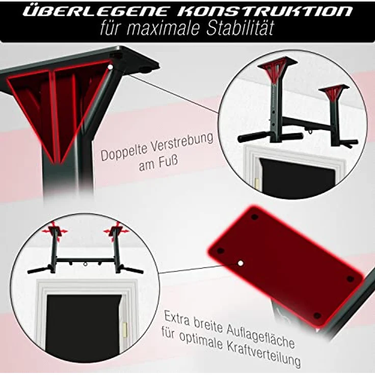 Sportstech 4in1 Klimmzugstange KS400 Deckenmontage, Deutsche Qualitätsmarke, Pull Up Bar, 6 rutschfeste Griffe, Ösen für Boxsack & Ropes – Bild 4