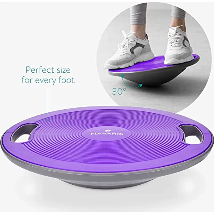 Navaris Balance Board mit Griff - Therapie Kreisel Wackelbrett - Fitness Reha Balance Kraft Training - Sport Board Disc Ø 40cm - Wippbrett Therapiekreisel – Bild 5